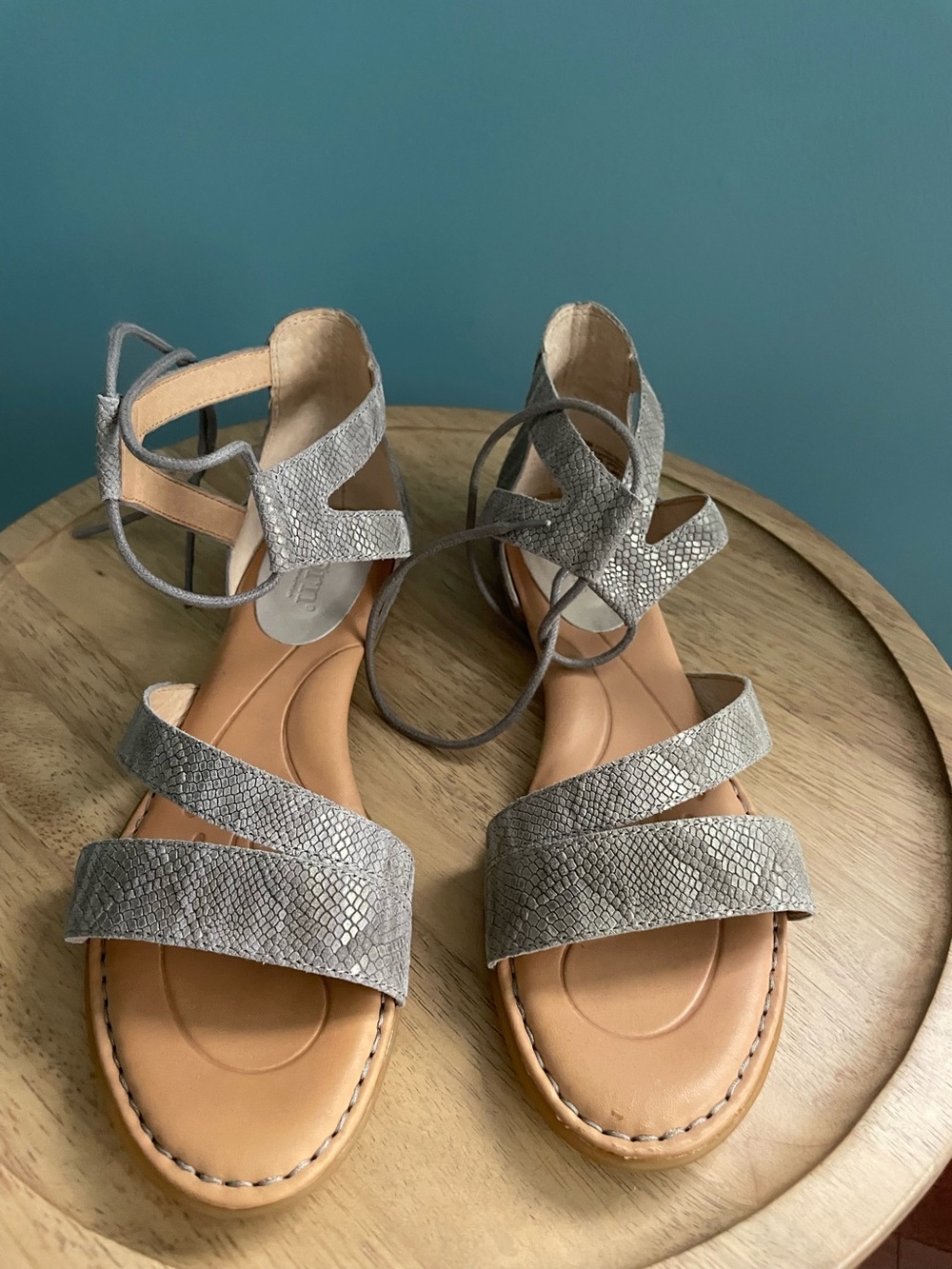 Born Womens Neutral Snake-Print Strappy Flat Sandal